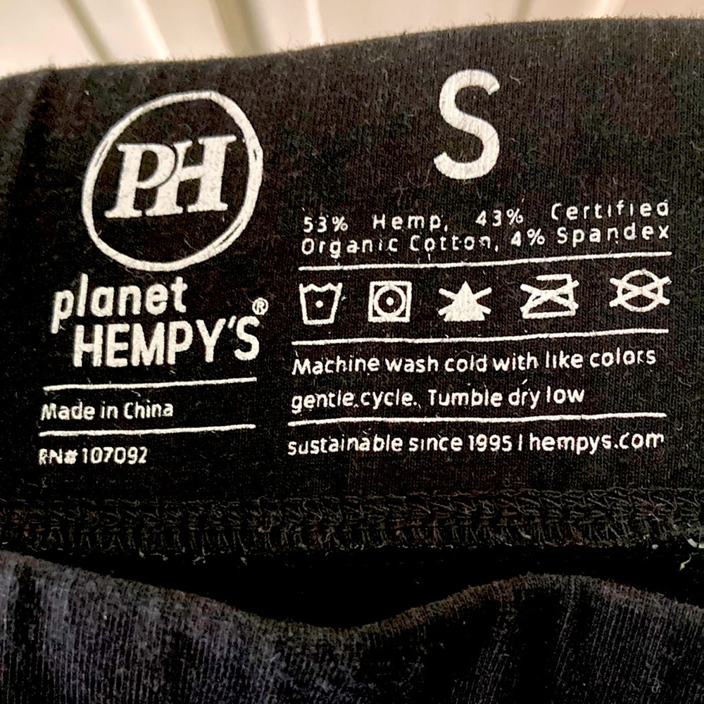 Hempy’s  hemp and cotton leggings/yoga pants size small.